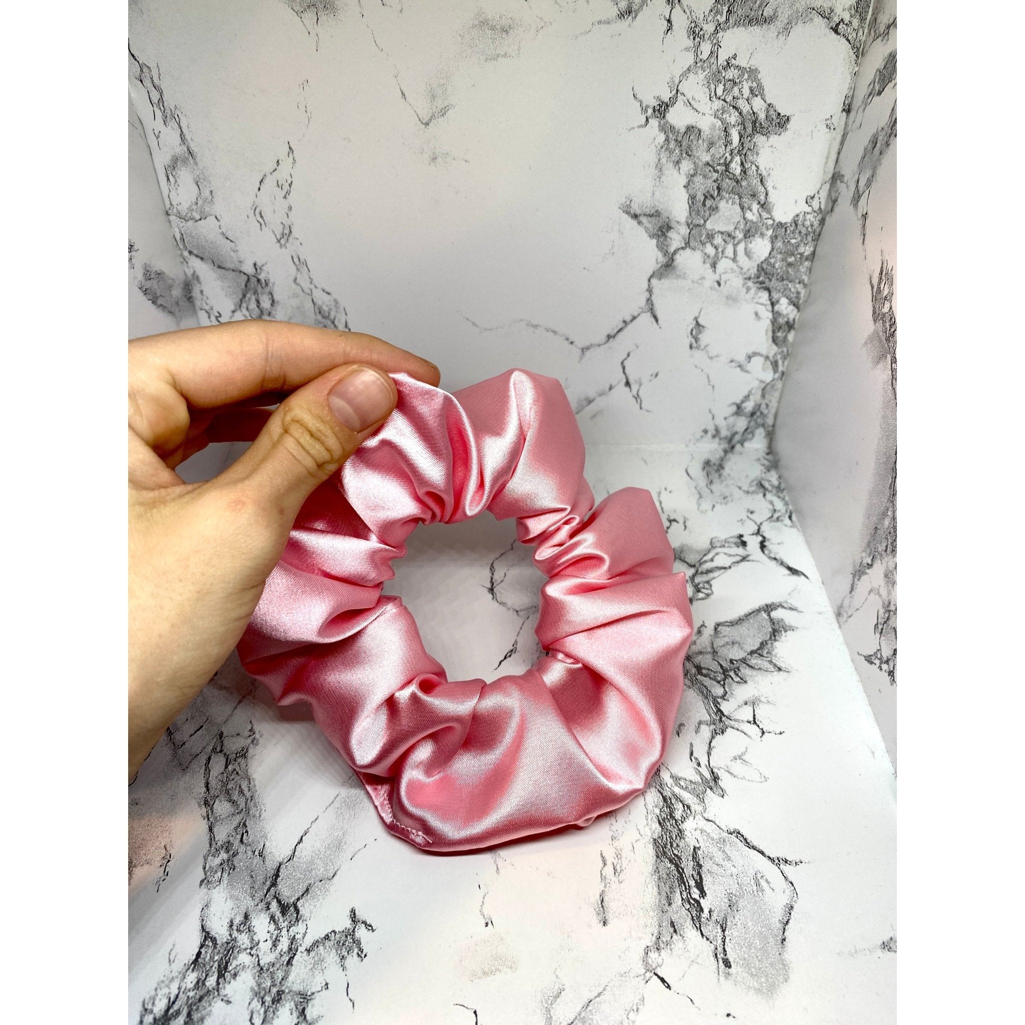 Mini Pink Silk Scrunchie