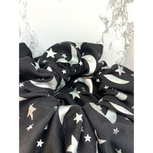 Holographic Moon and Star Halloween Scrunch