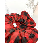 Load image into Gallery viewer, Red Buffalo Plaid Christmas Scrunchie
