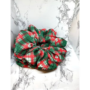 Red and Green Plaid Christmas Bullet Scrunchie