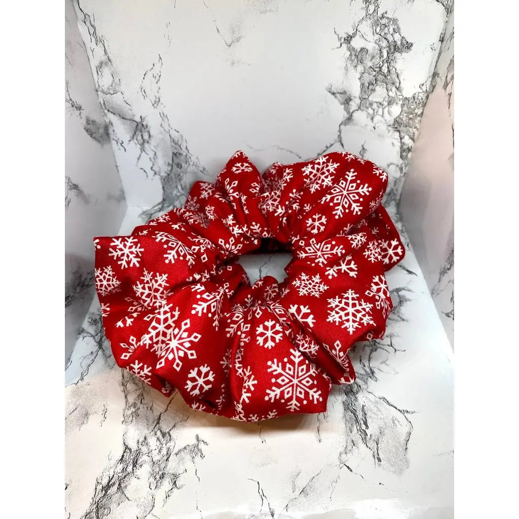 Red Snowflake Christmas Scrunchie Enchanted Scrunch