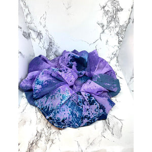 Purple Tie Dye Organza Scrunch