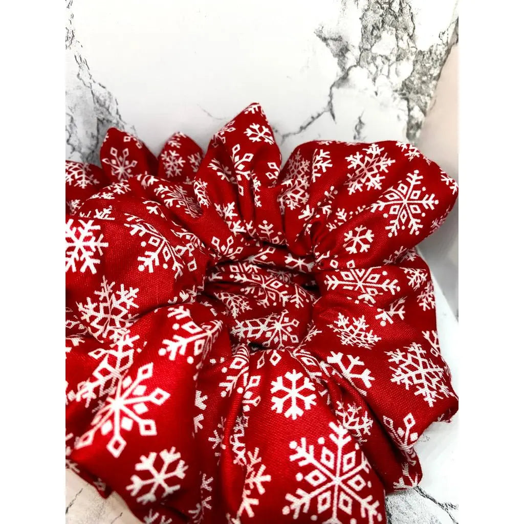 Red Snowflake Christmas Scrunchie Enchanted Scrunch