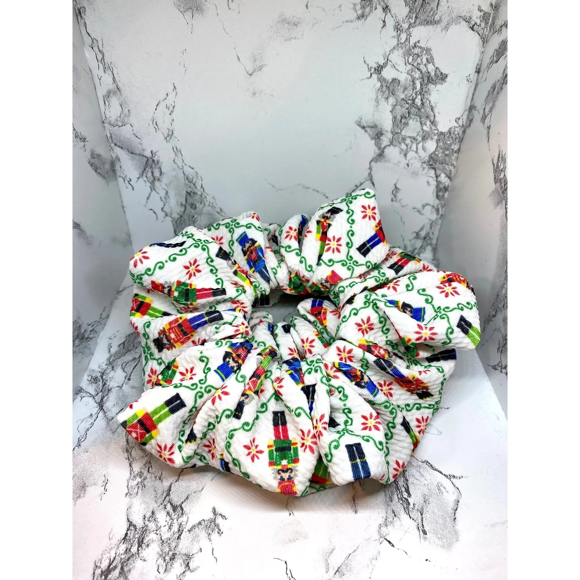 White Nutcracker Bullet Christmas Scrunchie Enchanted Scrunch