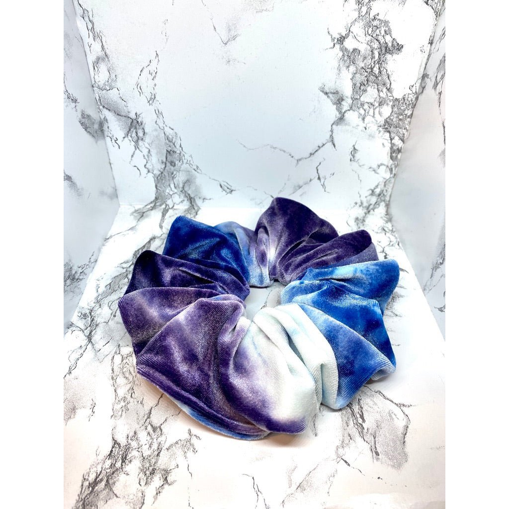 Blue & Purple Tie Dye Velvet Scrunch