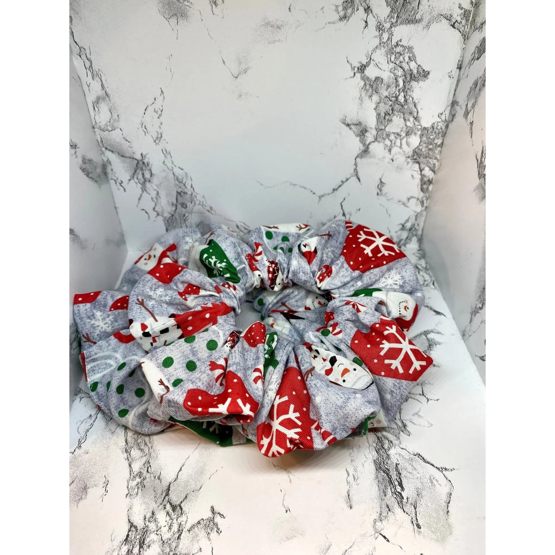 Hot Chocolate Snowman Christmas Scrunchie Enchanted Scrunch