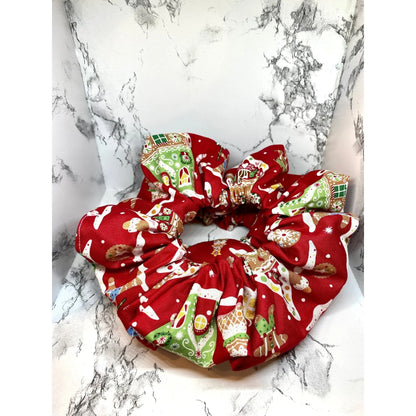 Red Gingerbread House Christmas Scrunchie Enchanted Scrunch