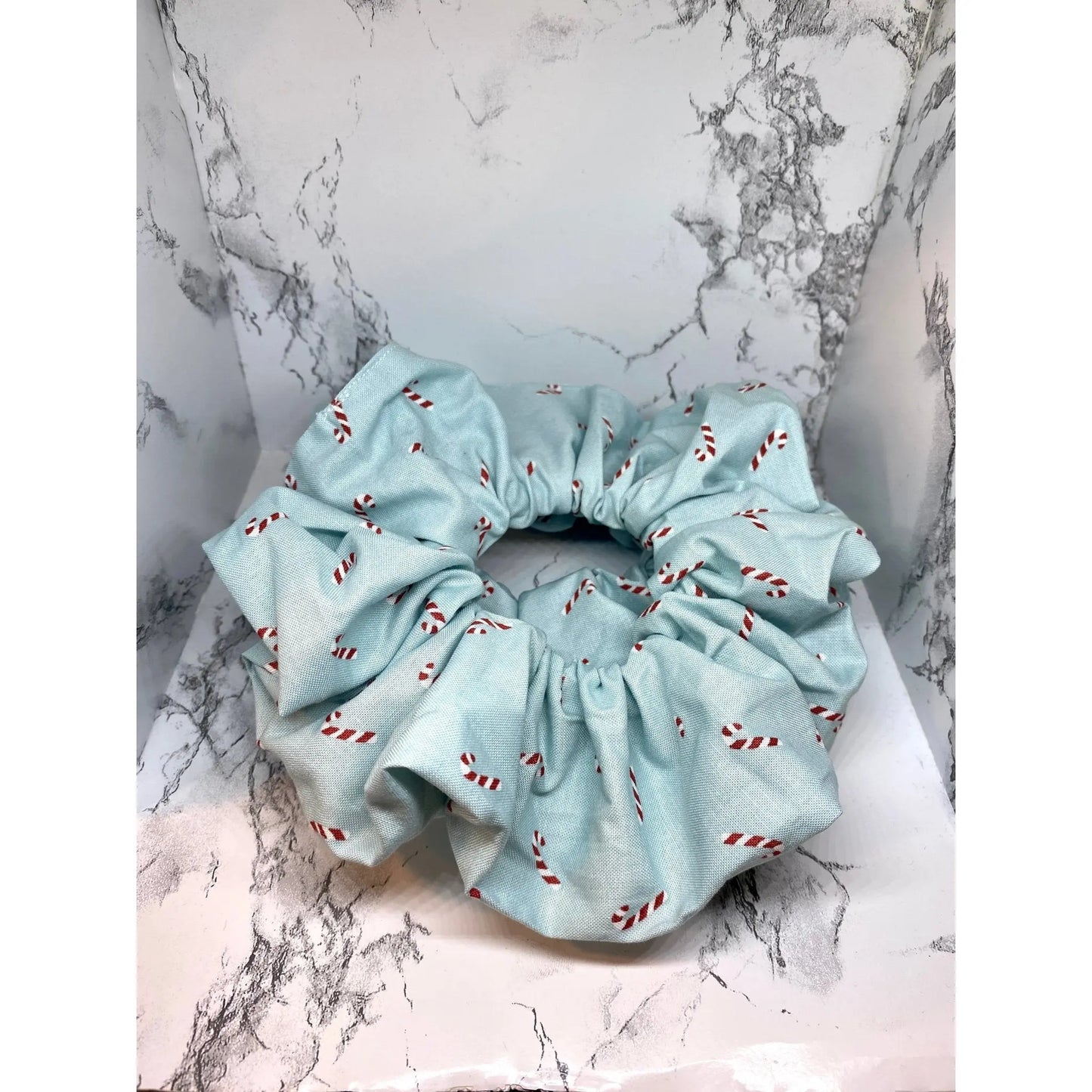 Blue Candy Cane Christmas Scrunchie Enchanted Scrunch