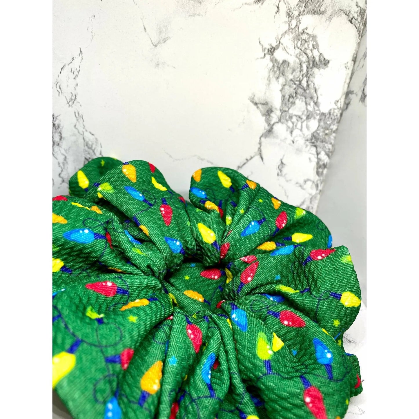 Green Lights Christmas Bullet Scrunchie Enchanted Scrunch