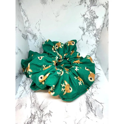 Green Reindeer Christmas Scrunchie Enchanted Scrunch