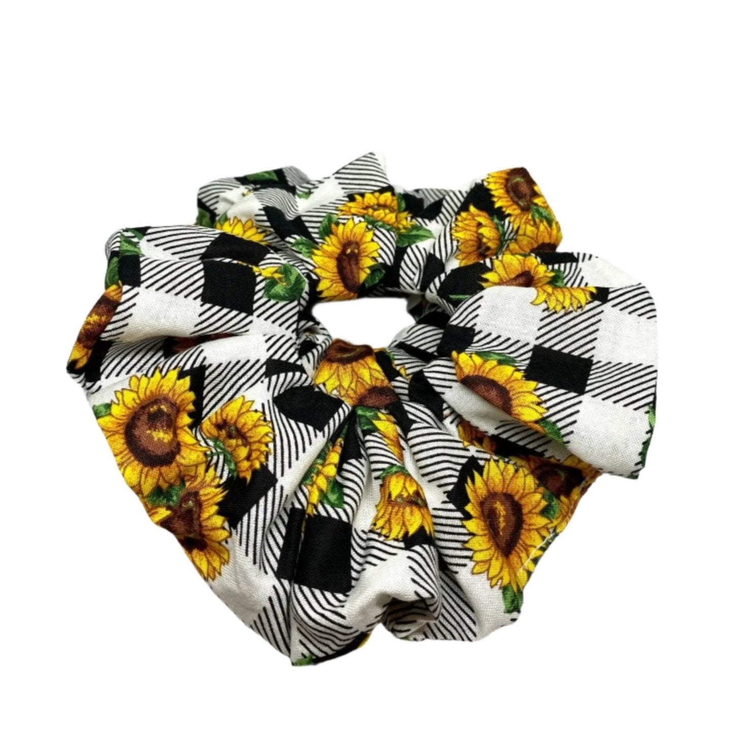 Sunflower Buffalo Plaid Scrunch Enchanted Scrunch