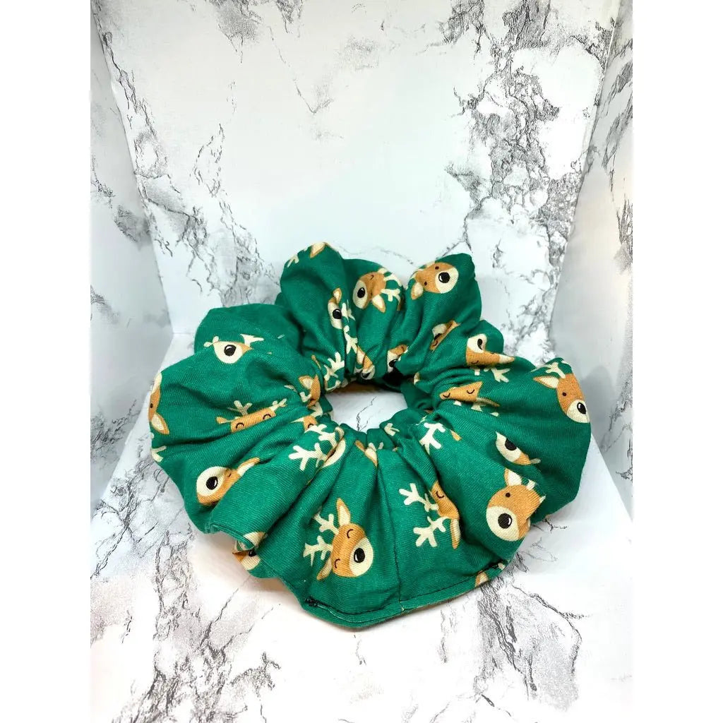 Green Reindeer Christmas Scrunchie Enchanted Scrunch