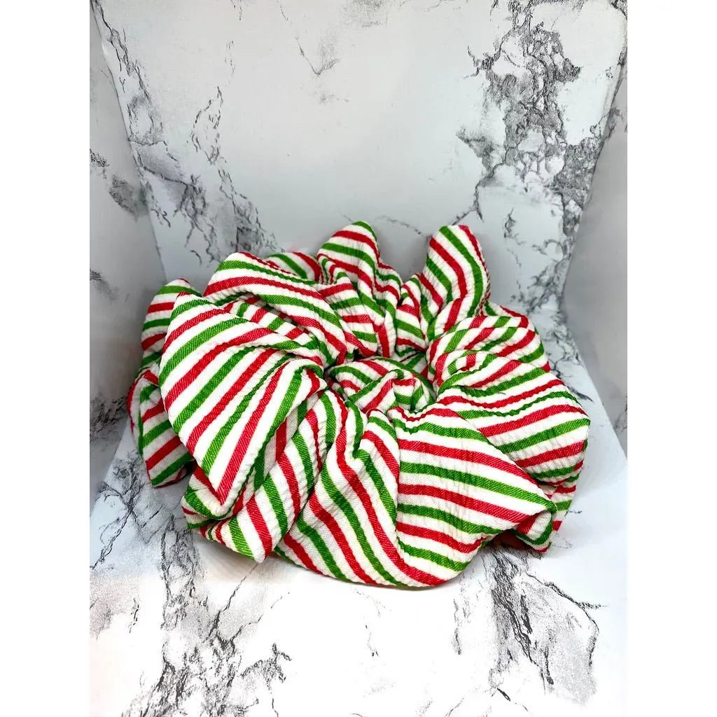 Striped Candy Cane Christmas Bullet Scrunchie Enchanted Scrunch